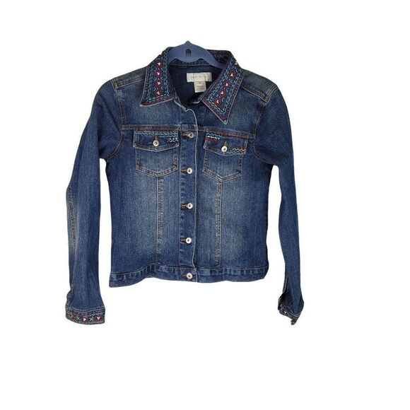 Susan Bristol Denim Jean Jacket With Stich Bead S - Picture 1 of 12